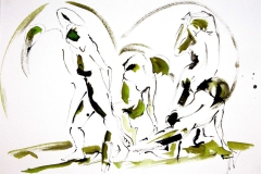 Green-figures-dancing-ecoline-op-papier-50-x65cm