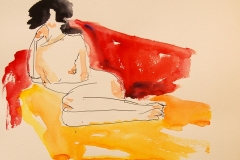 Naakt, 2013, pen en aquarel op papier